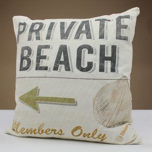 ACCENT PILLOW, 18" x 18"—“PRIVATE BEACH,” NEUTRALS, GOLD, CREAM